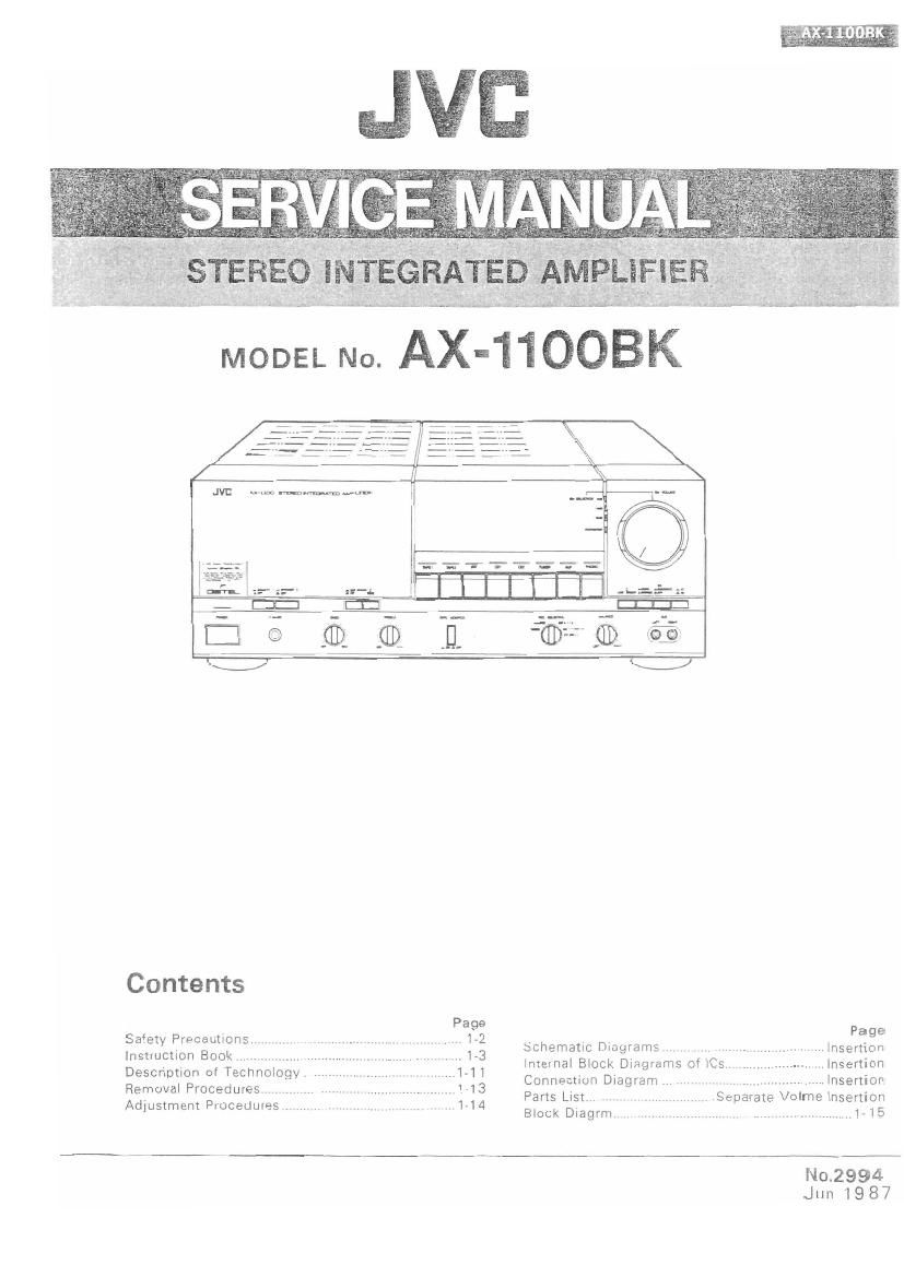 Jvc AX 1100 BK Owners Manual