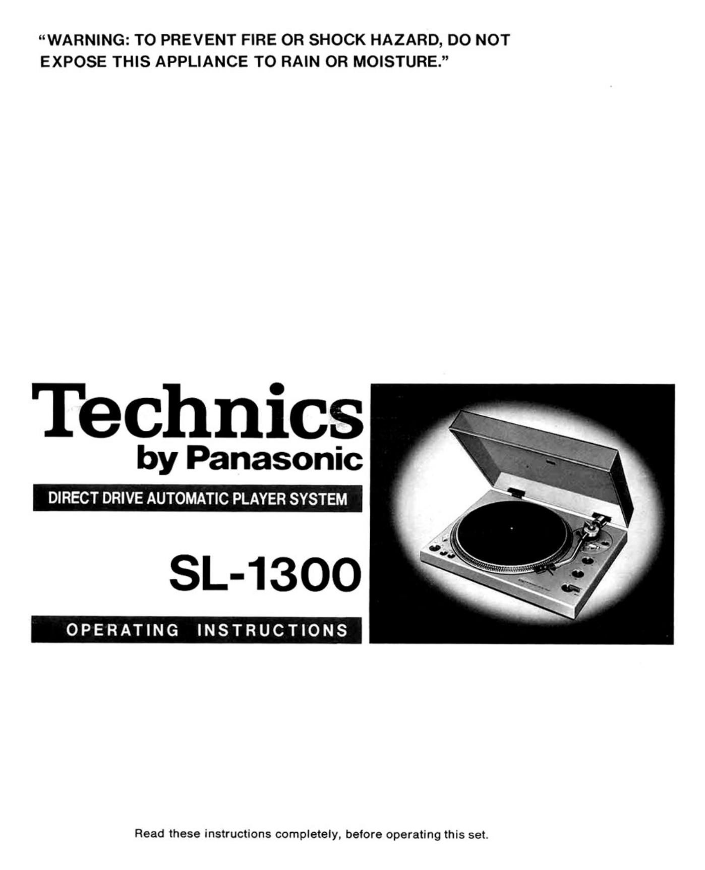 Technics SL 1300 Owners Manual