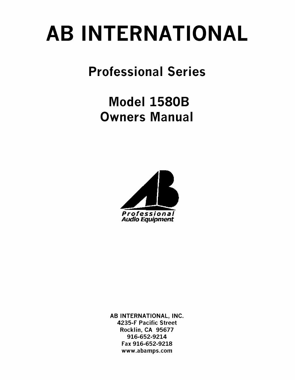 ab international 1580 b owners manual