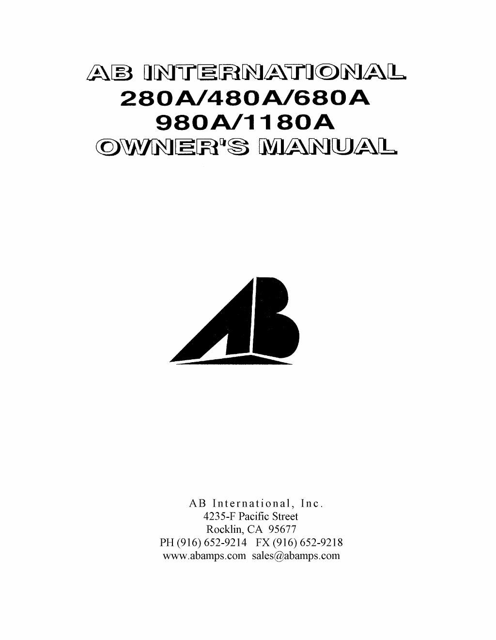 ab international 280 a owners manual