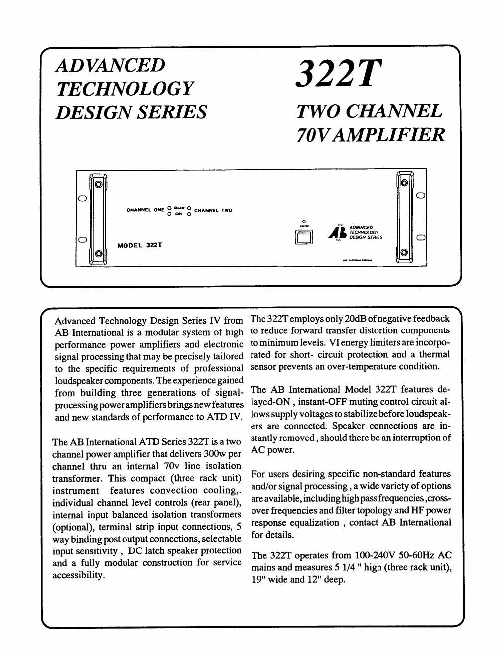 ab international 322 t brochure