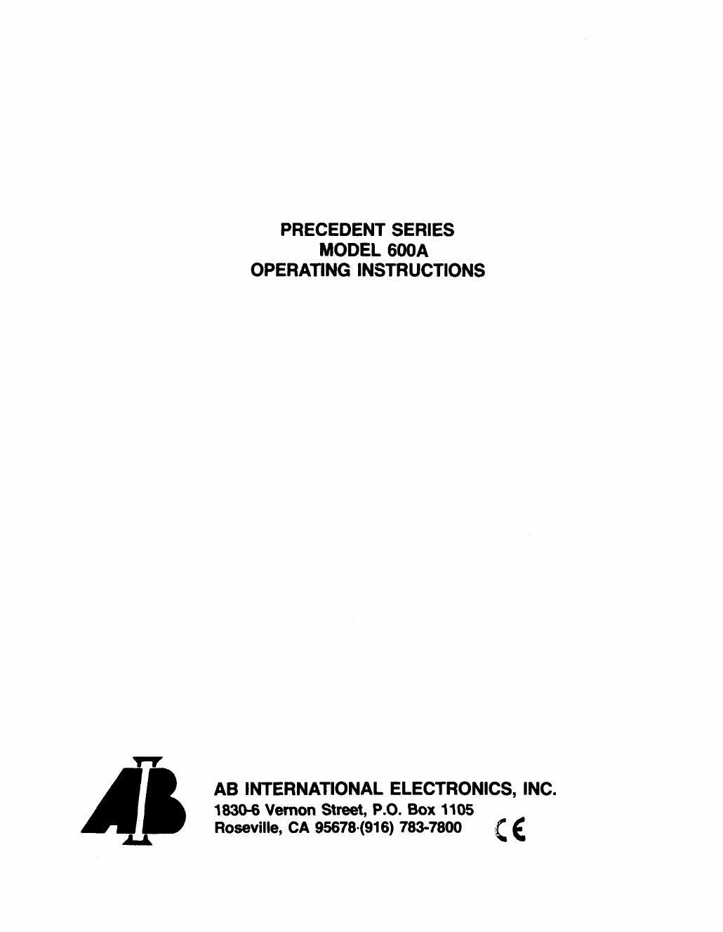 ab international 600 a owners manual