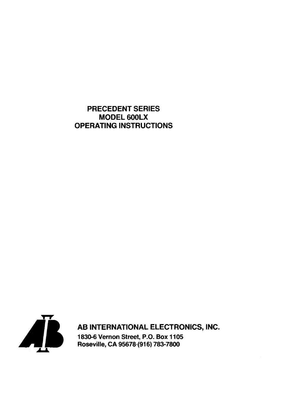 ab international 600 lx owners manual