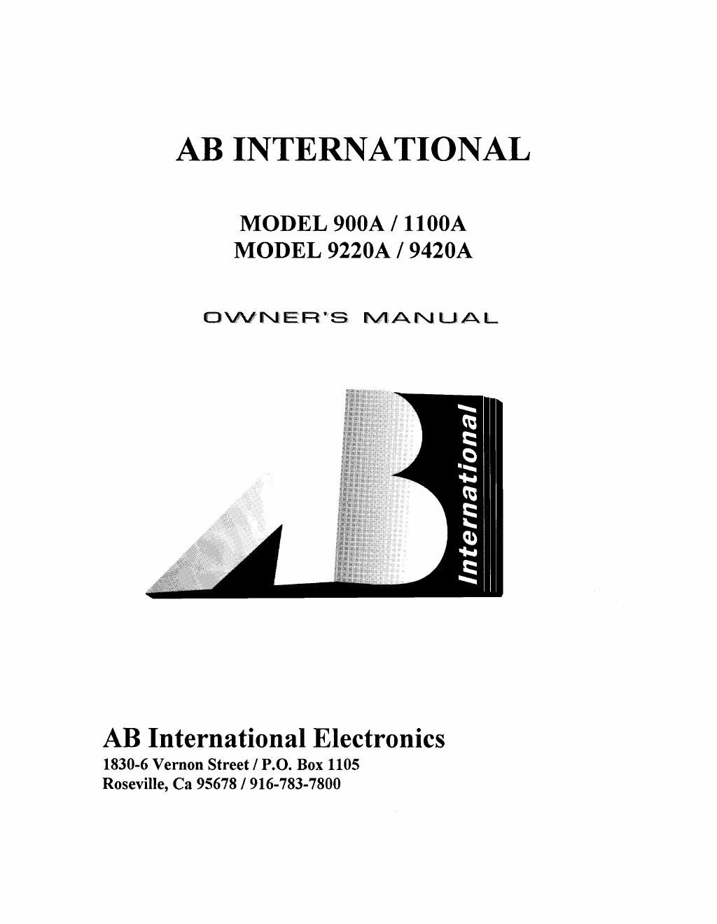 ab international 900 a owners manual