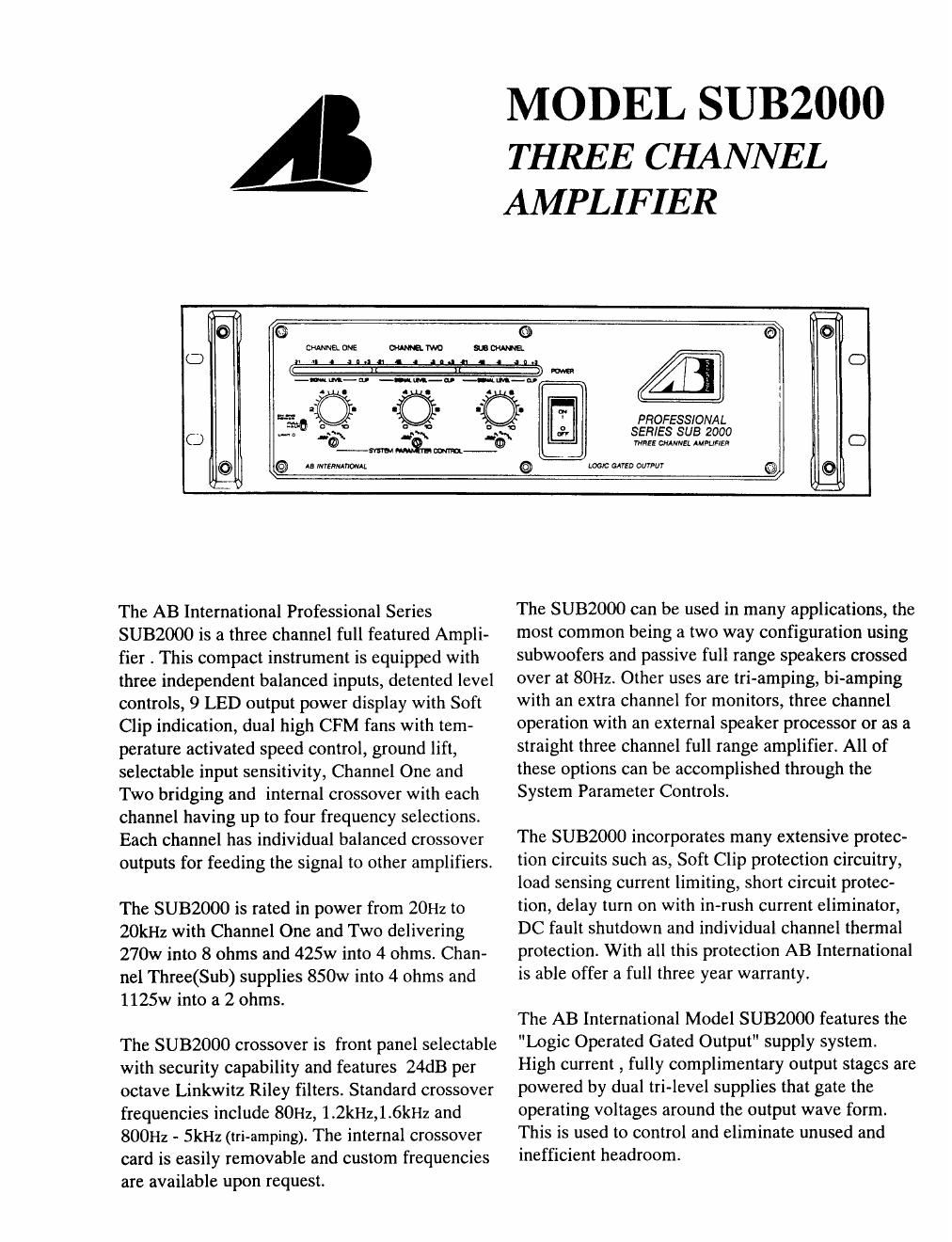 ab international sub 2000 brochure