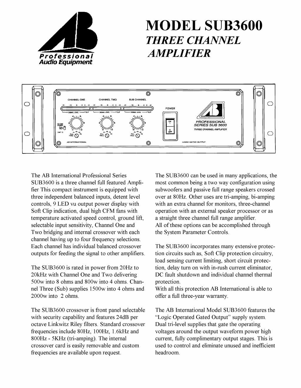 ab international sub 3600 brochure