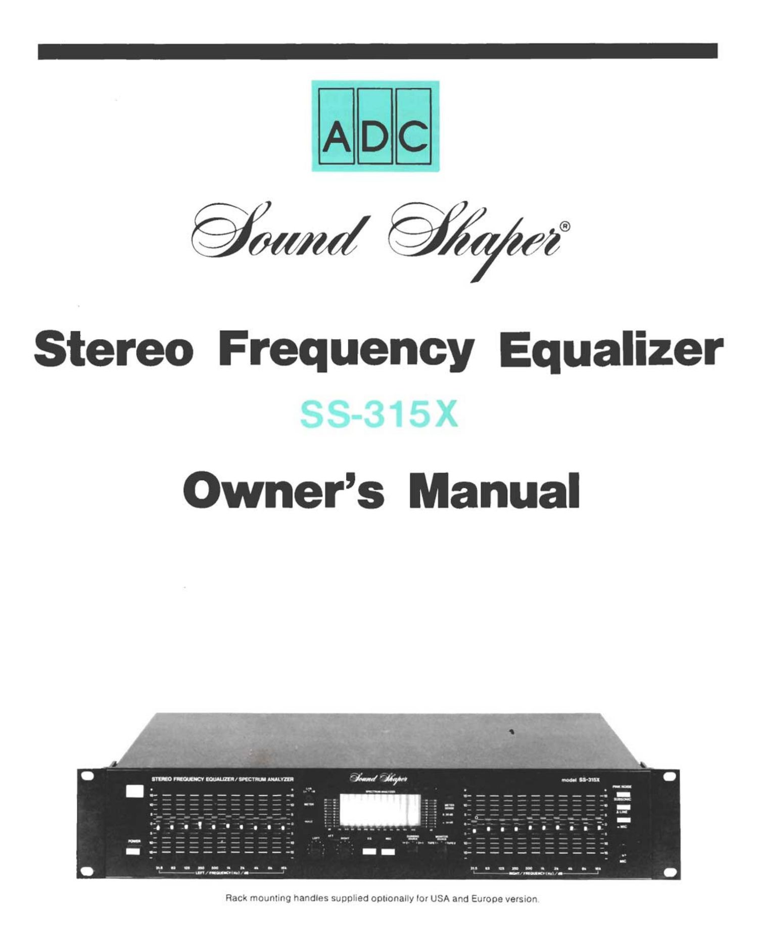 adc soundshaper 315 x owners manual