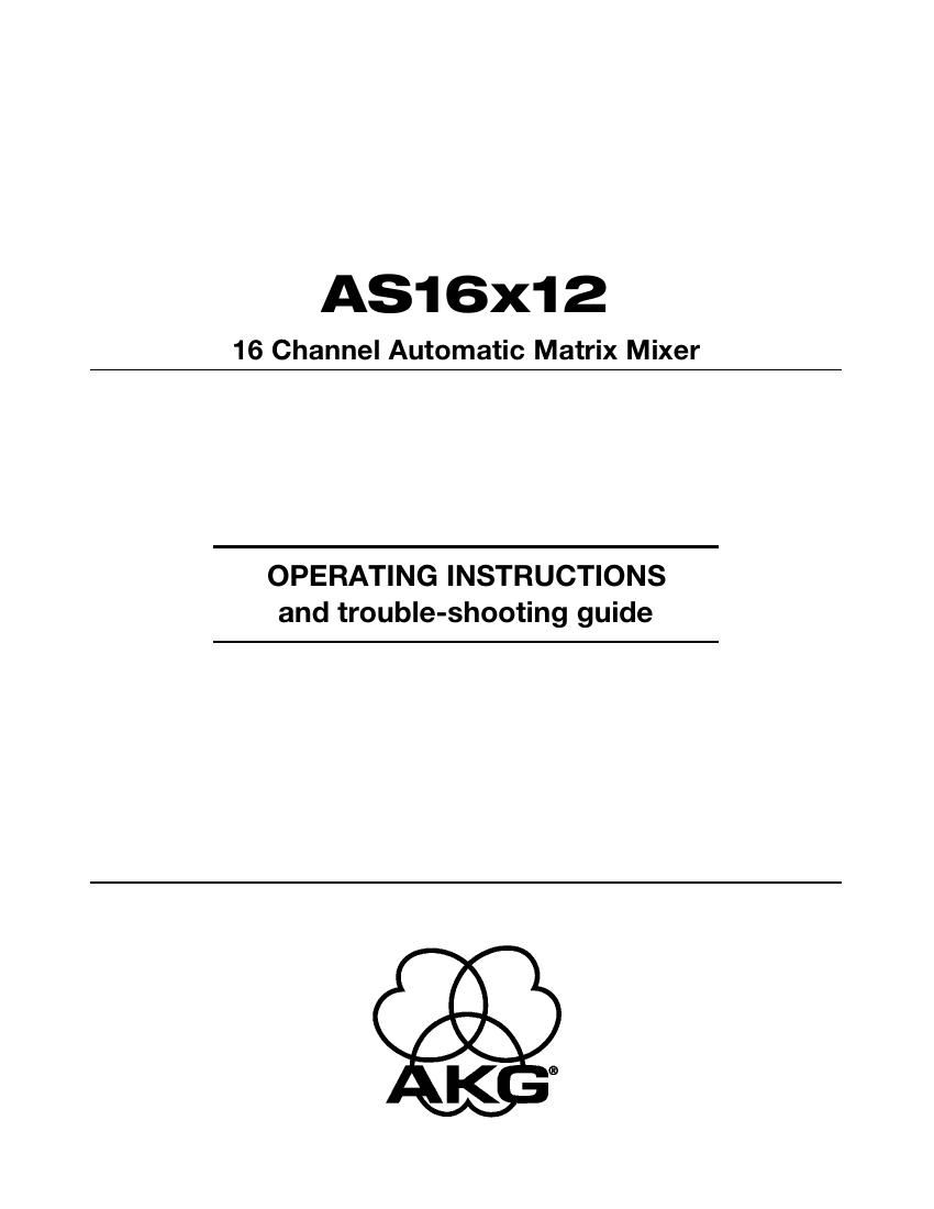 akg as 16 x 12 owners manual