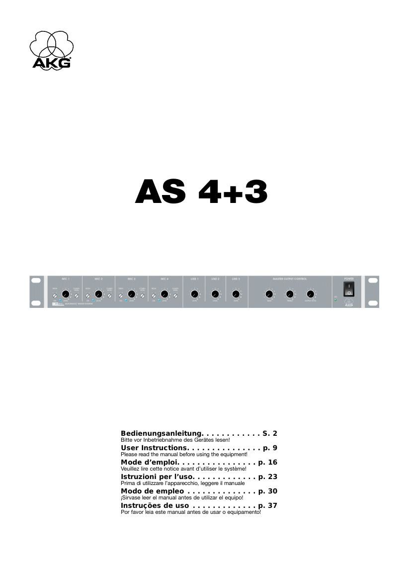 akg as 4 plus 3 owners manual