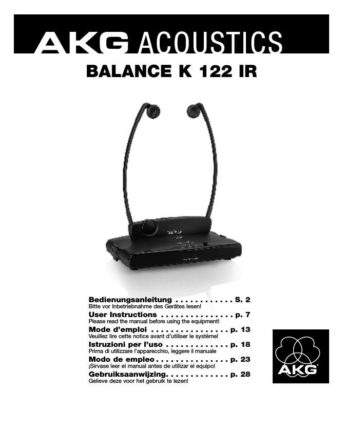 akg balance k 122 ir owners manual