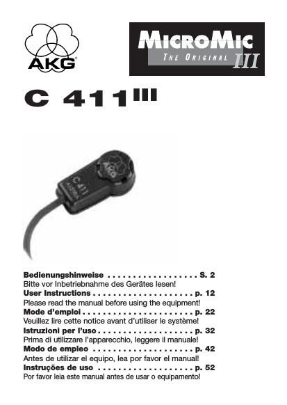 akg c 411 owners manual