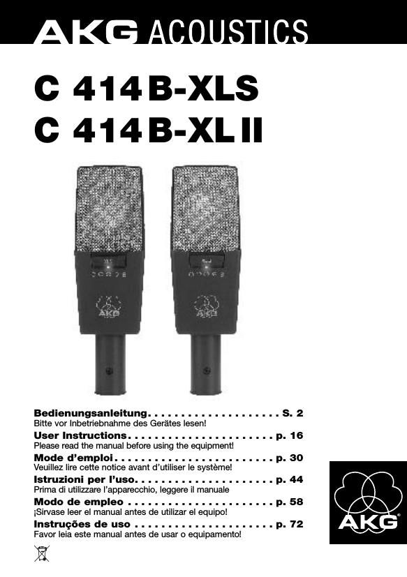 akg c 414 b xls owners manual