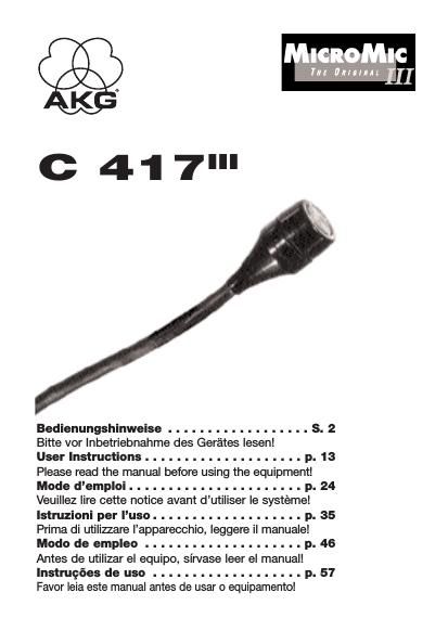 akg c 417 mk3 owners manual