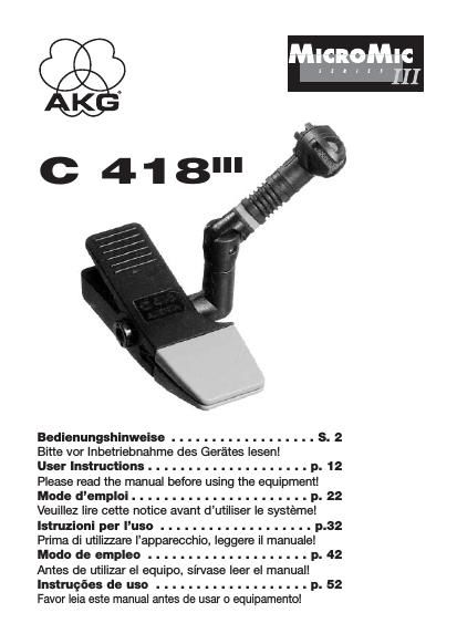 akg c 418 mk3 owners manual