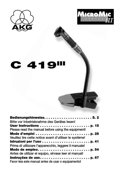 akg c 419 owners manual