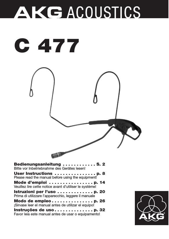 akg c 477 owners manual