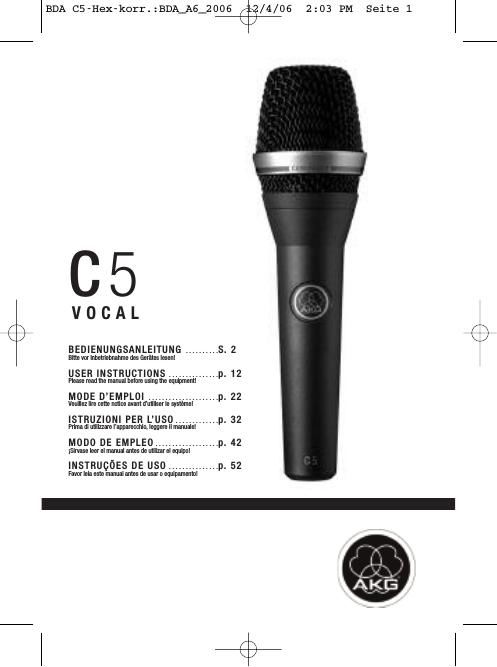 akg c 5 vocal owners manual