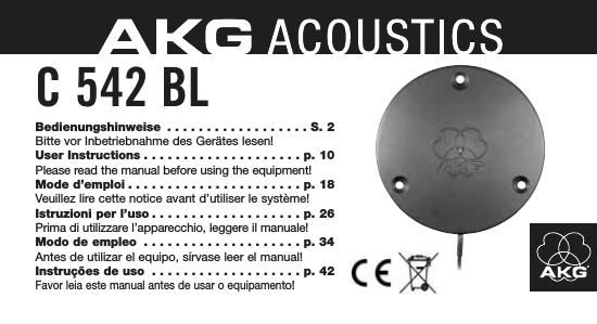 akg c 542 bl owners manual