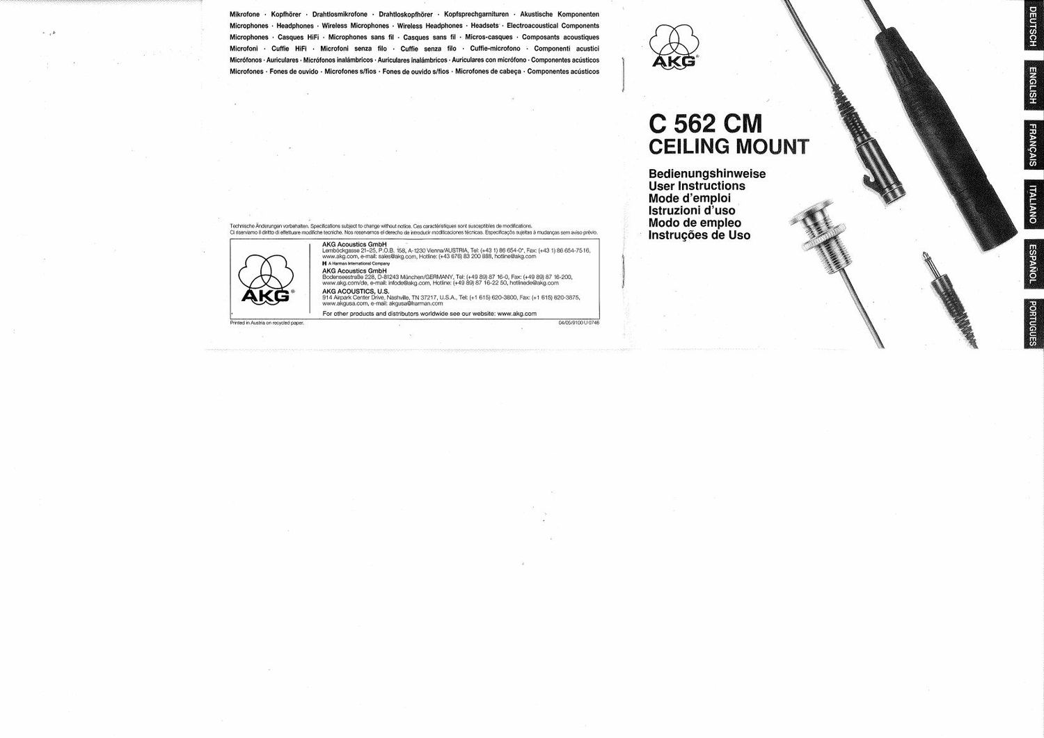akg c 562 cm owners manual