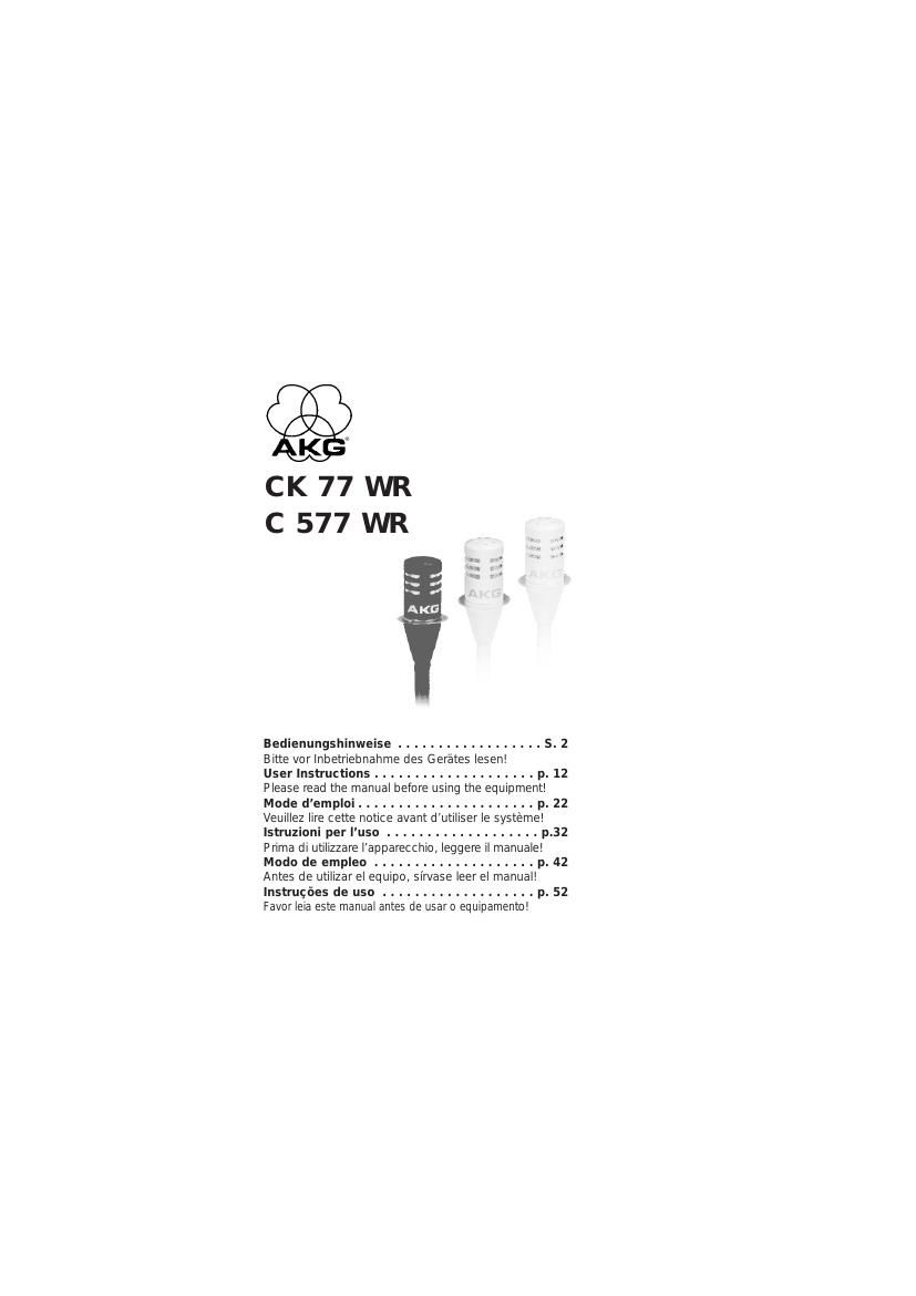 akg c 577 wr owners manual