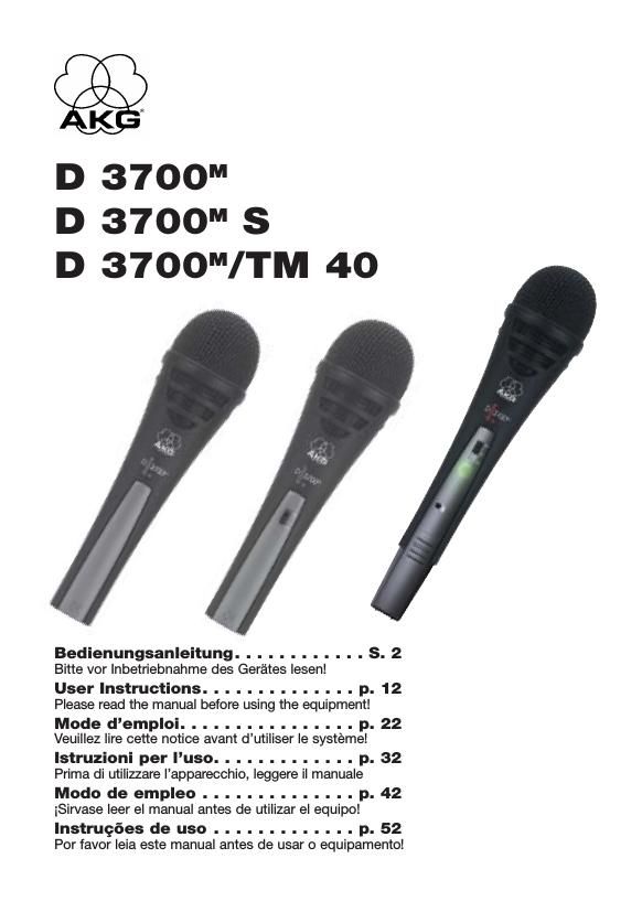 akg d 3700 tm 40 owners manual