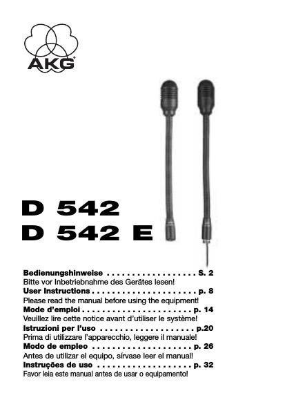 akg d 542 e owners manual