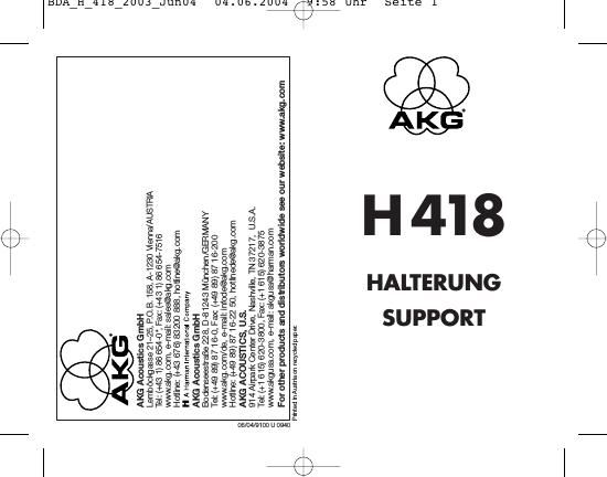 akg h 418 owners manual