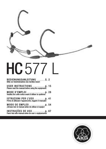 akg hc 577 l owners manual