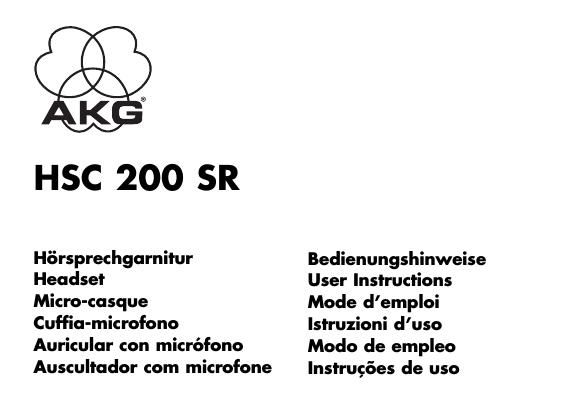 akg hsc 200 owners manual