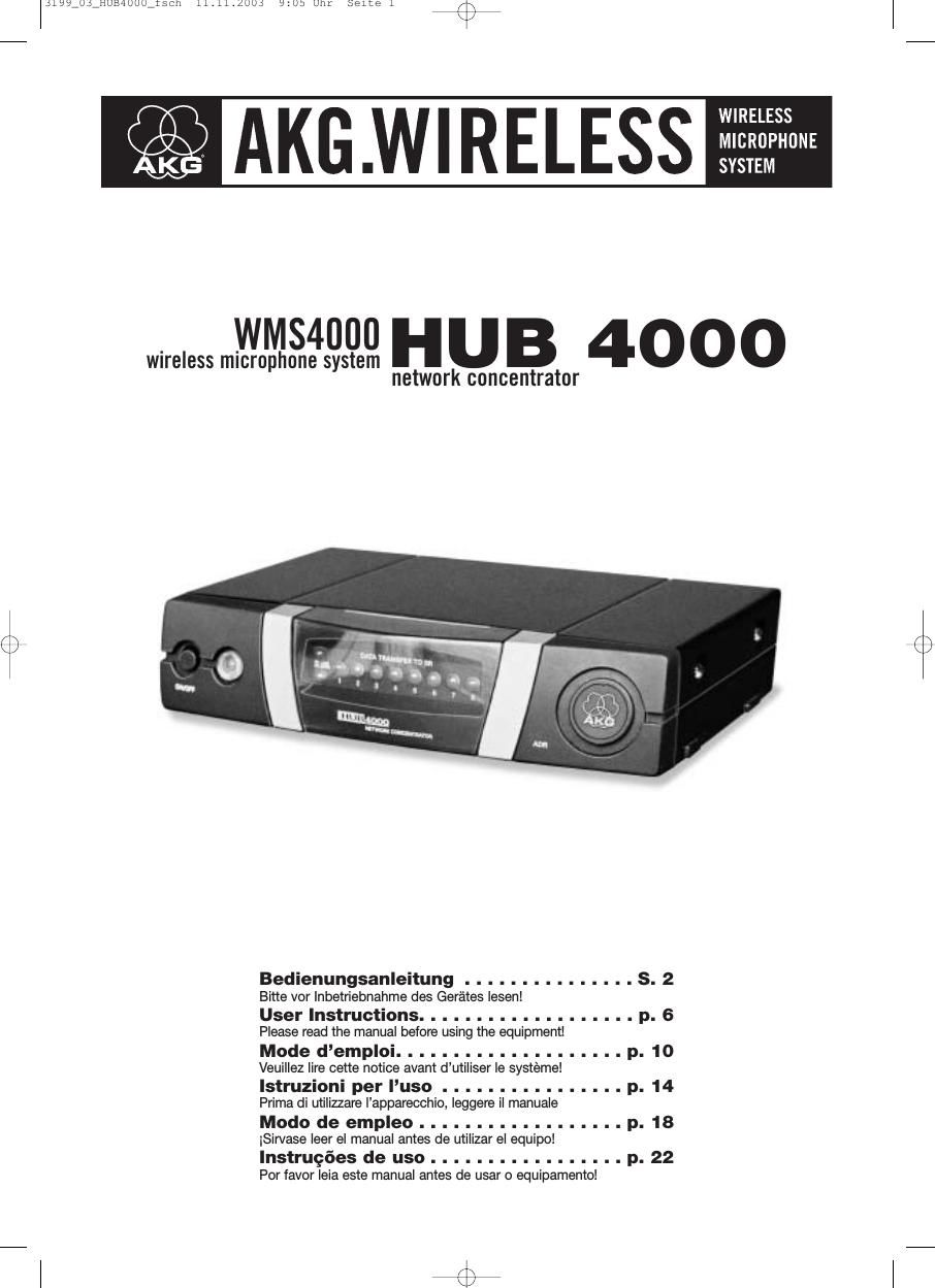akg hub 4000 owners manual