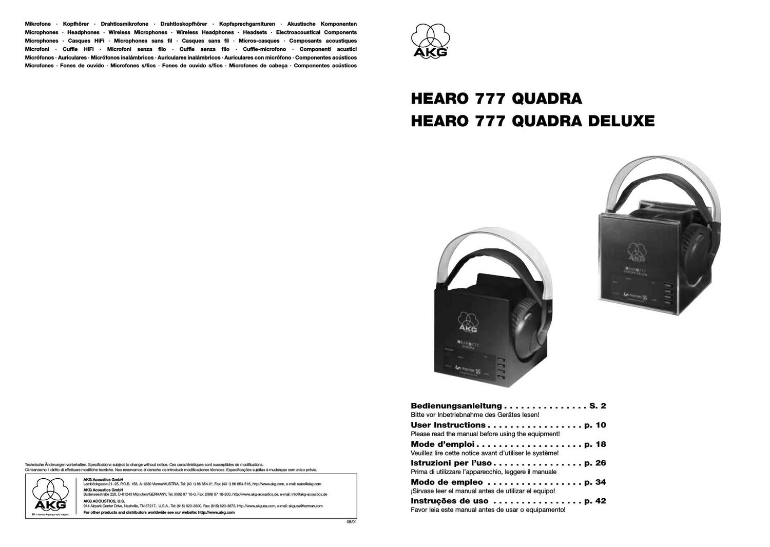 akg hearo 777 quadra deluxe owners manual