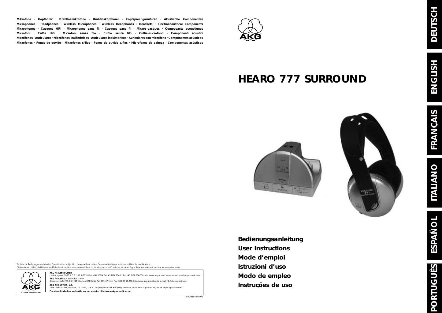 akg hearo 777 surround owners manual