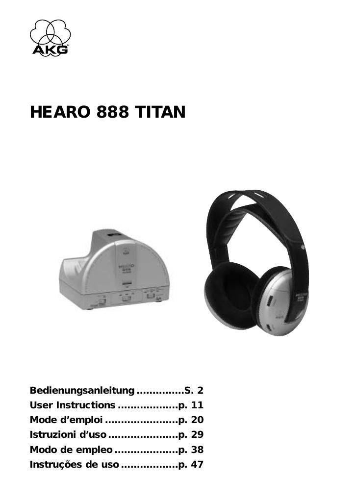 akg hearo 888 titan owners manual