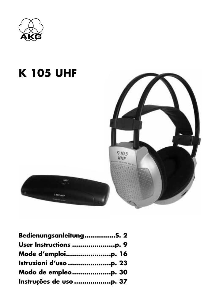 akg k 105 uhf owners manual