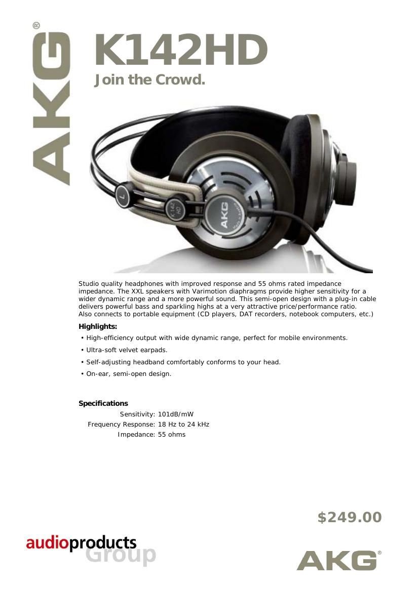 akg k 142 hd brochure