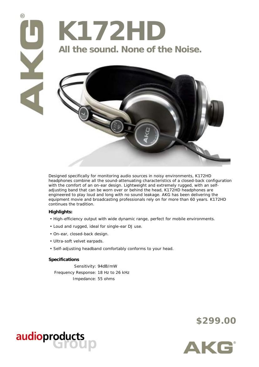 akg k 172 hd brochure