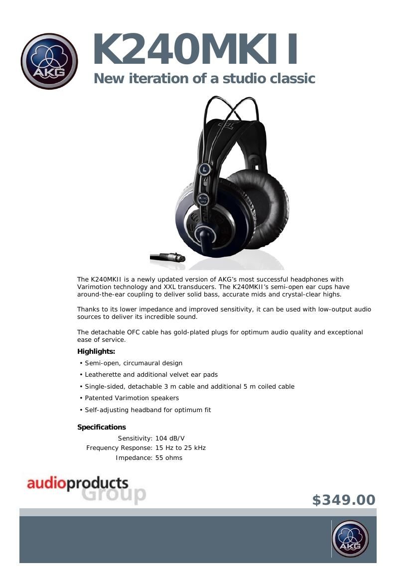 akg k 240 mk2 brochure