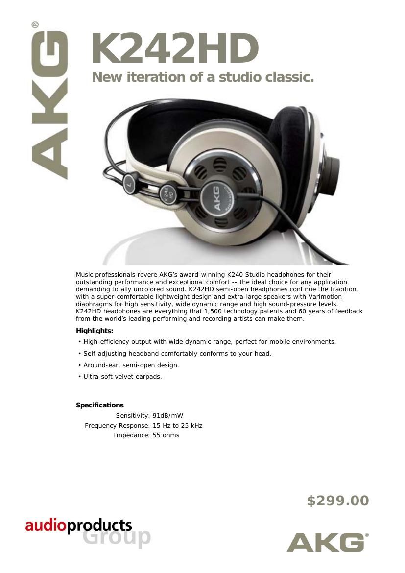 akg k 242 hd brochure