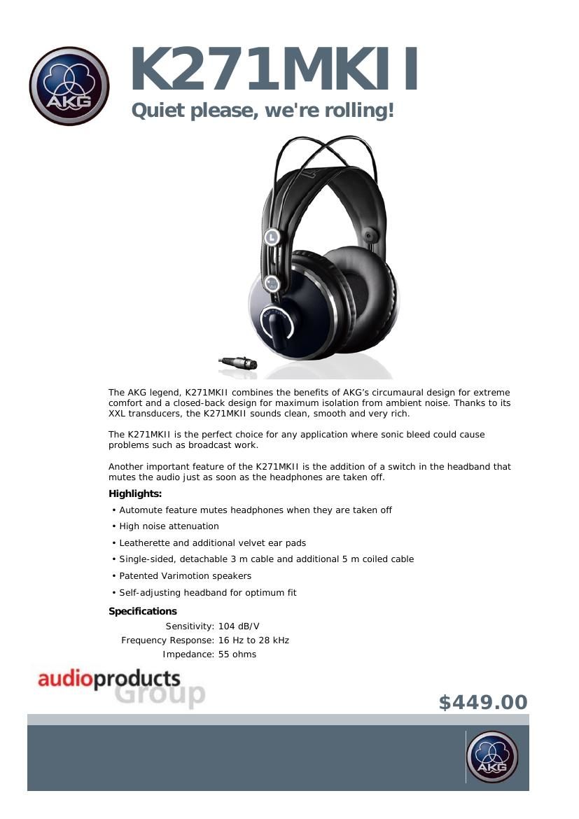 akg k 271 mk2 brochure