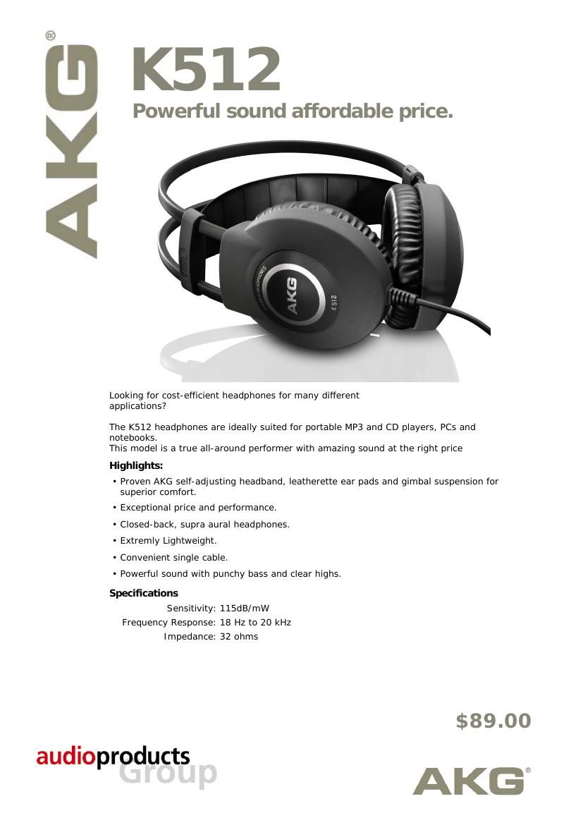 akg k 512 brochure