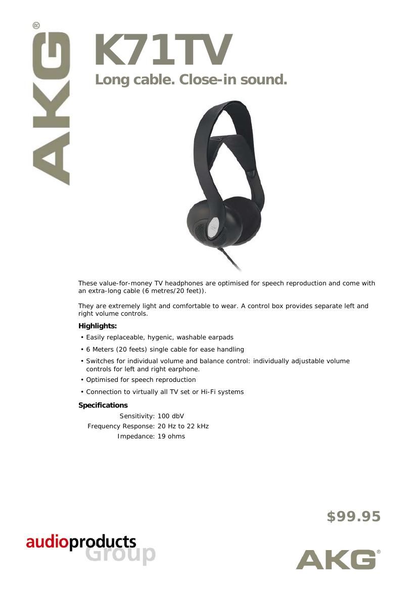 akg k 71 tv brochure