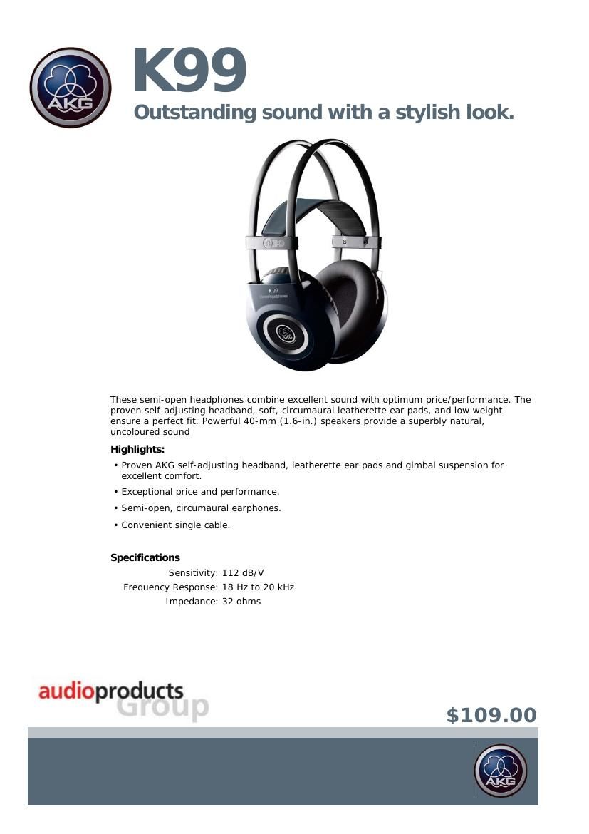 akg k 99 brochure