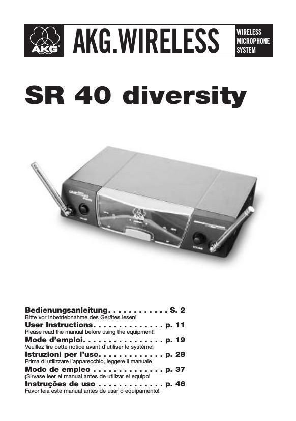akg sr 40 diversity owners manual