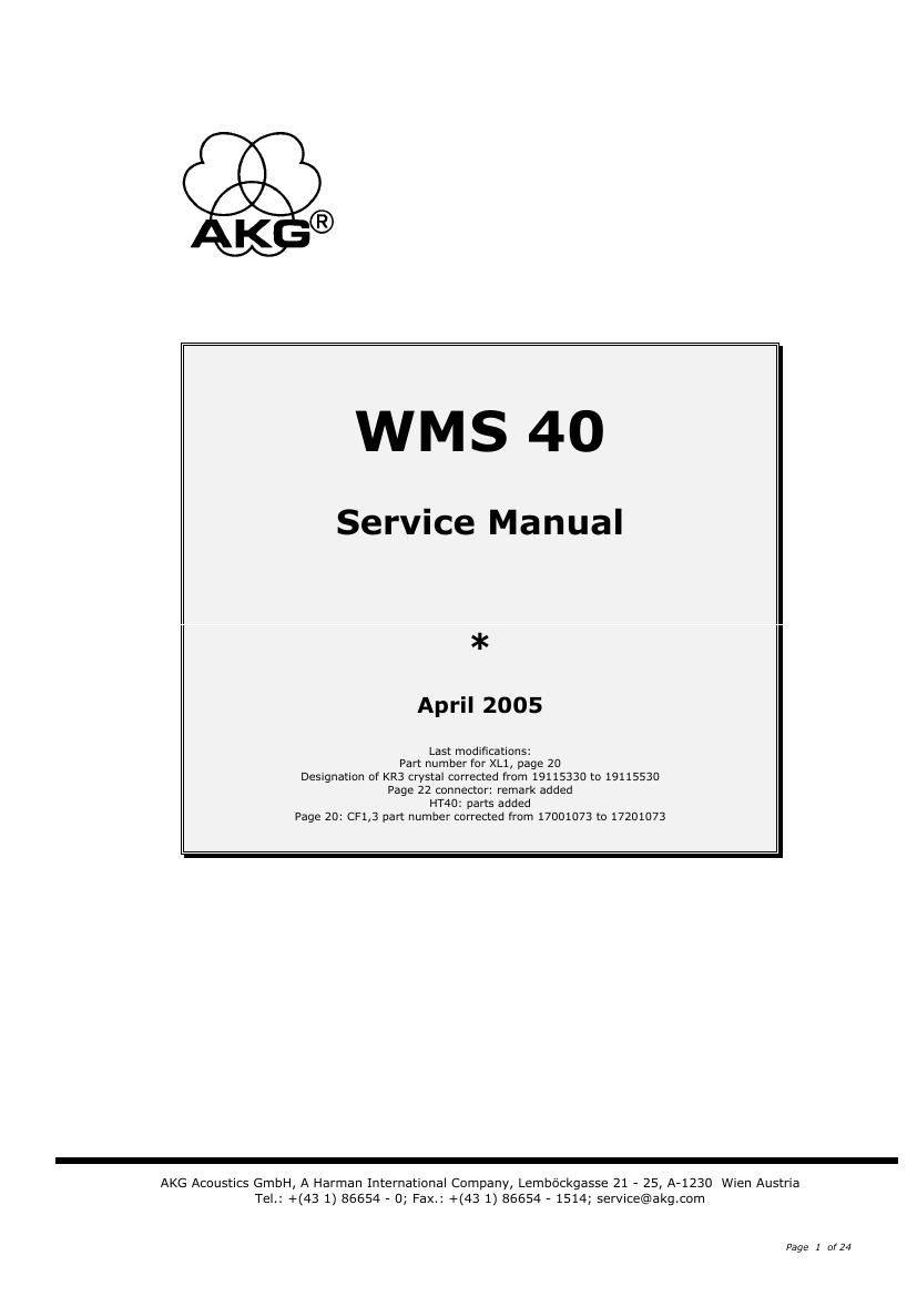 AKG WMS 40 Service Manual