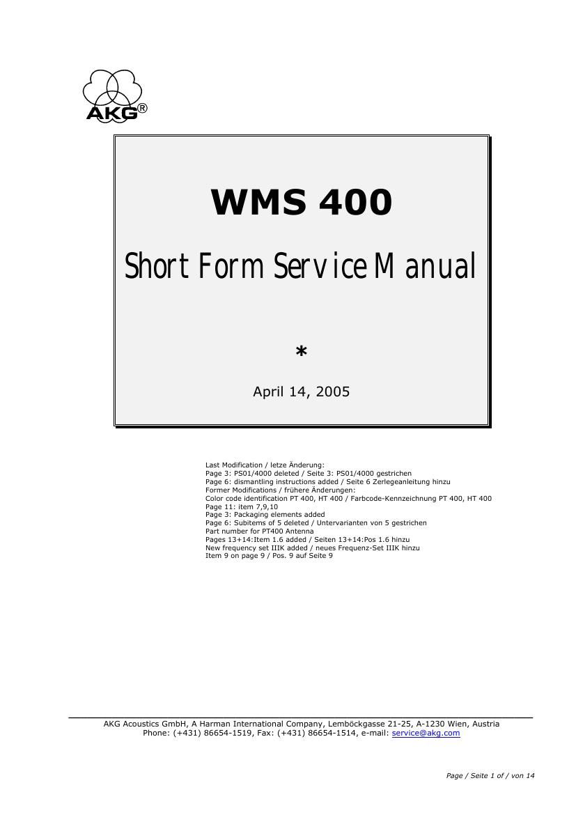 akg wms 400 service manual