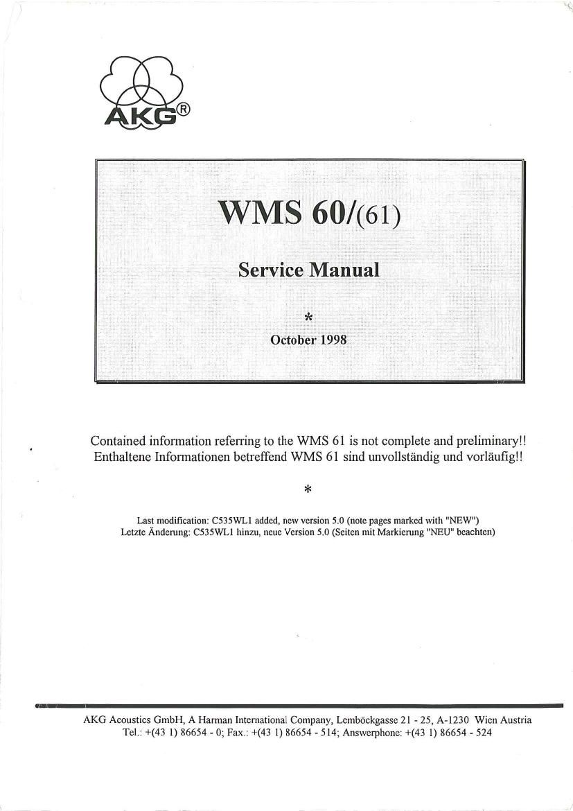 AKG WMS 60 61 Service Manual