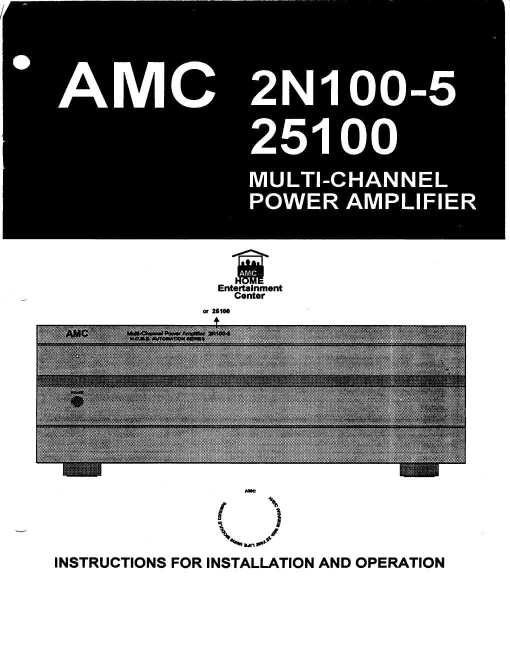 amc 2n 1005 owners manual