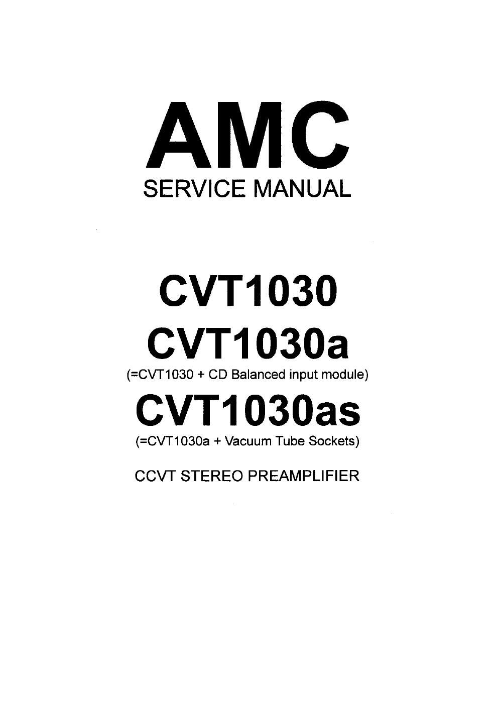 Amc cvt 1030A pre service manual