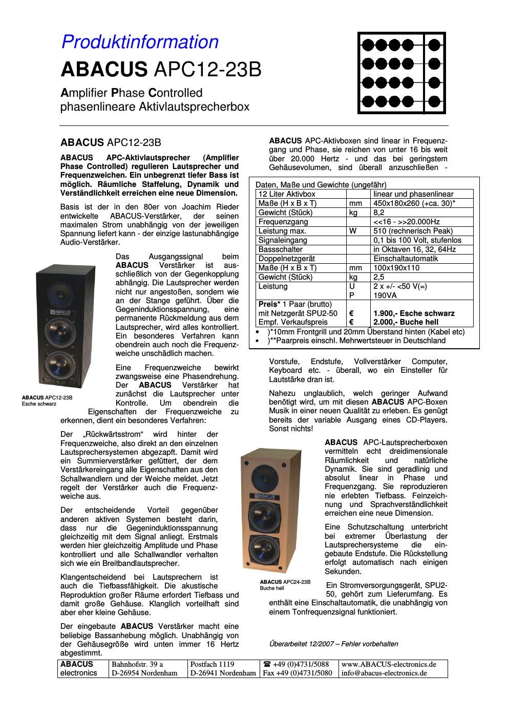 abacus apc 1223 b brochure