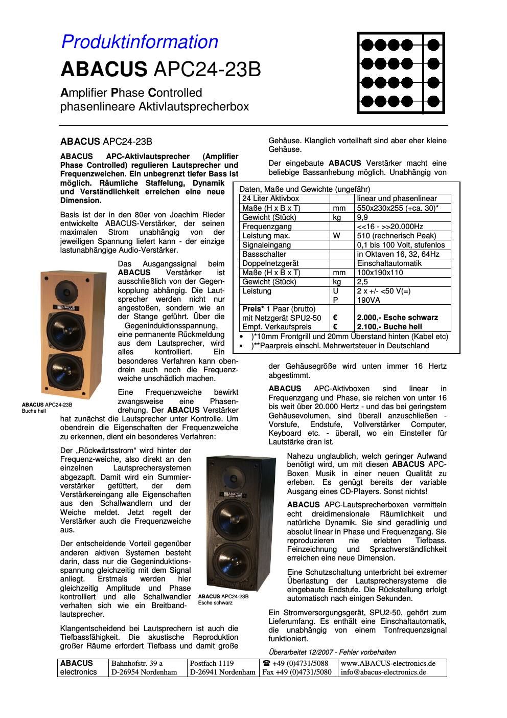 abacus apc 2423 b brochure